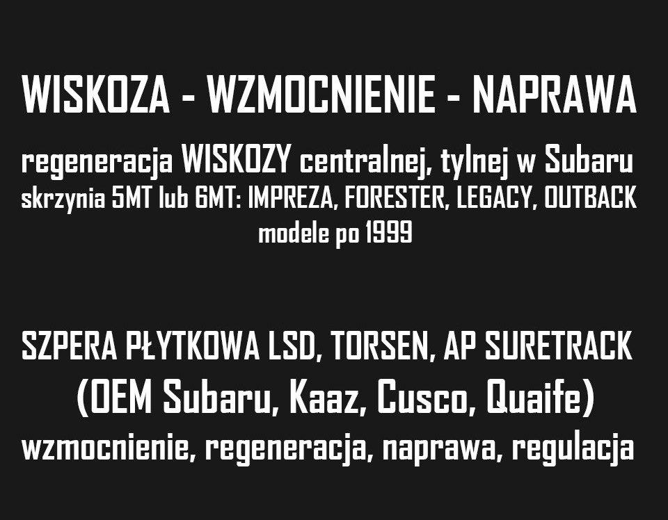 LSD FACTORY Regeneracja Wiskozy Subaru, Wiskoza